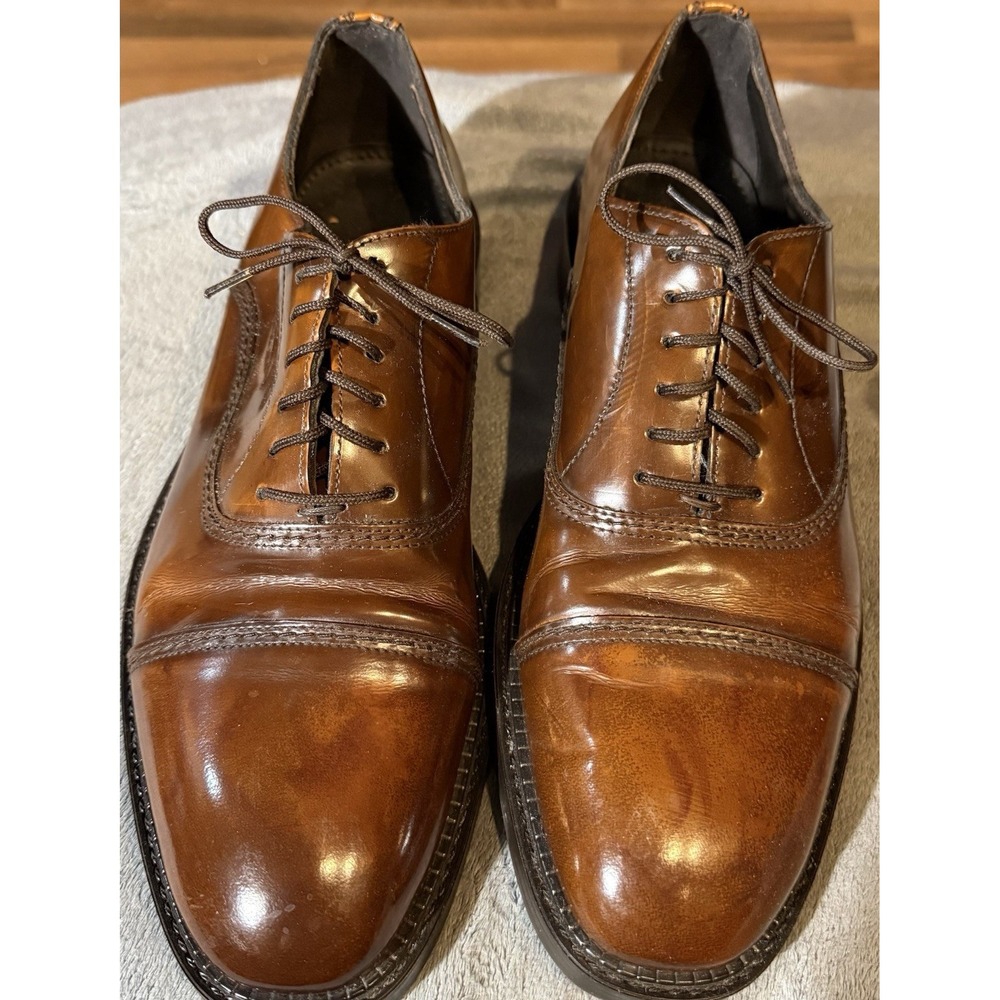 ZARA Brown Leather Cap Toe Oxford Men's Dress Shoes 43 5410/302/100